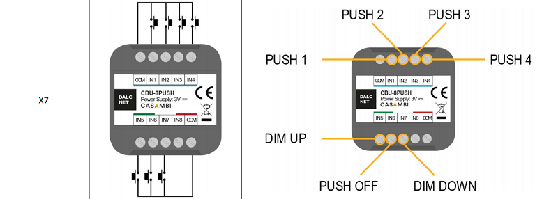 Interfaccia utente wireless Casambi CBU-8PUSH - X7